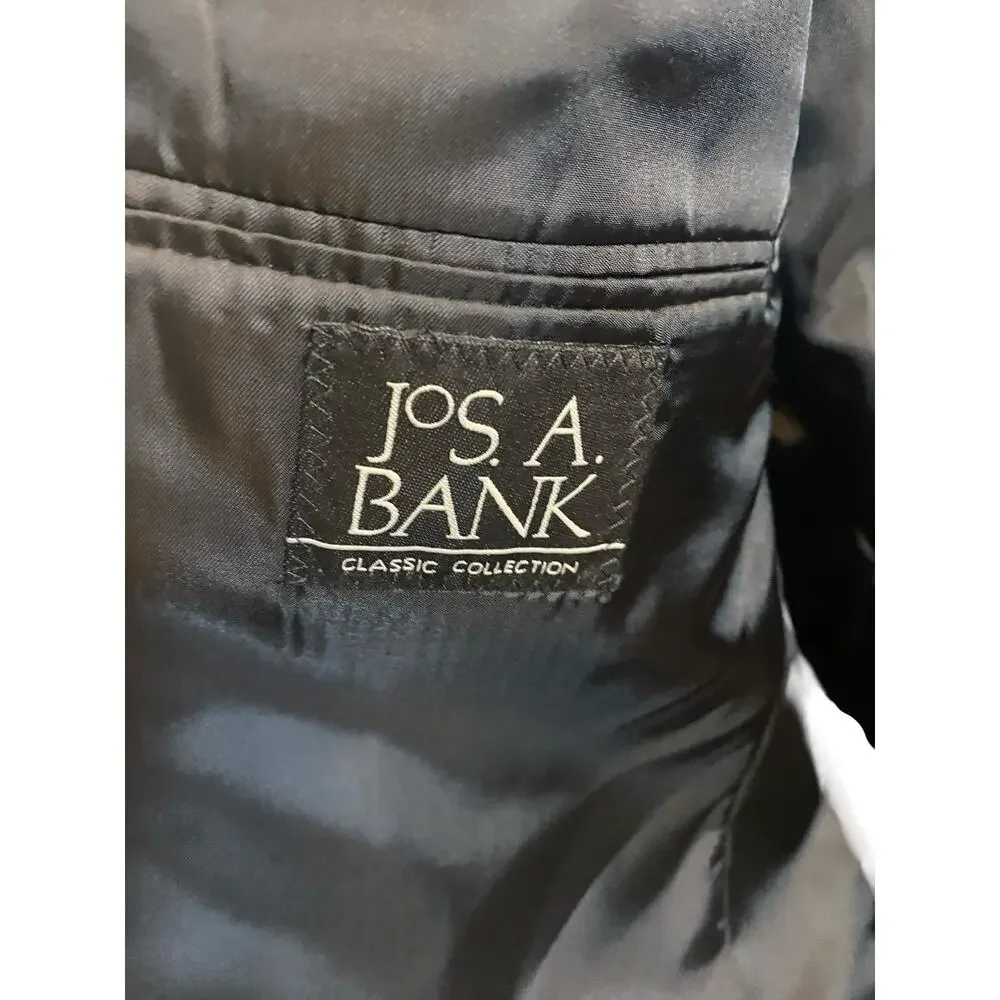 Jos A Bank Blazer Mens 42R Wool Black Suit Jacket Two Button EUC Pockets - Picture 5 of 14